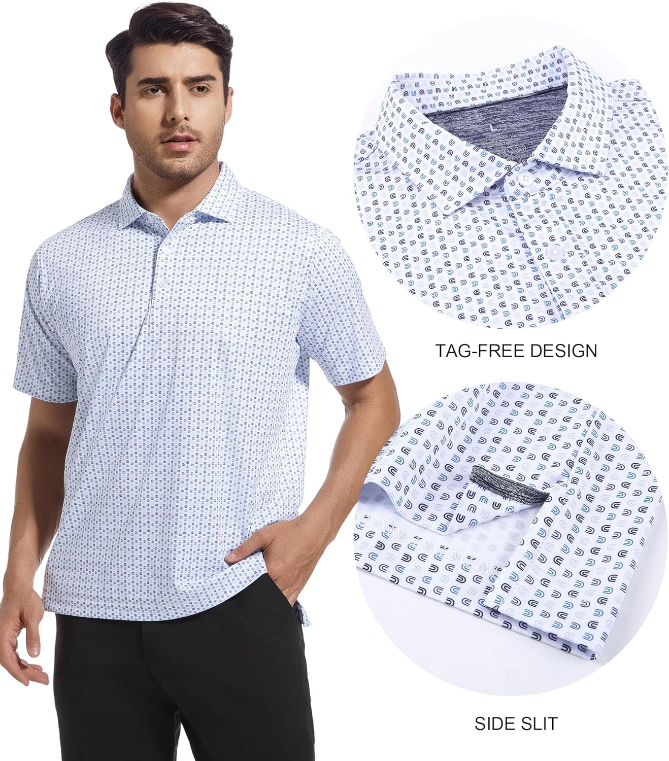 SAMERM Men's Golf Shirts - Short Sleeve Dry Fit Performance Polo | Moisture-Wicking Sport Shirt