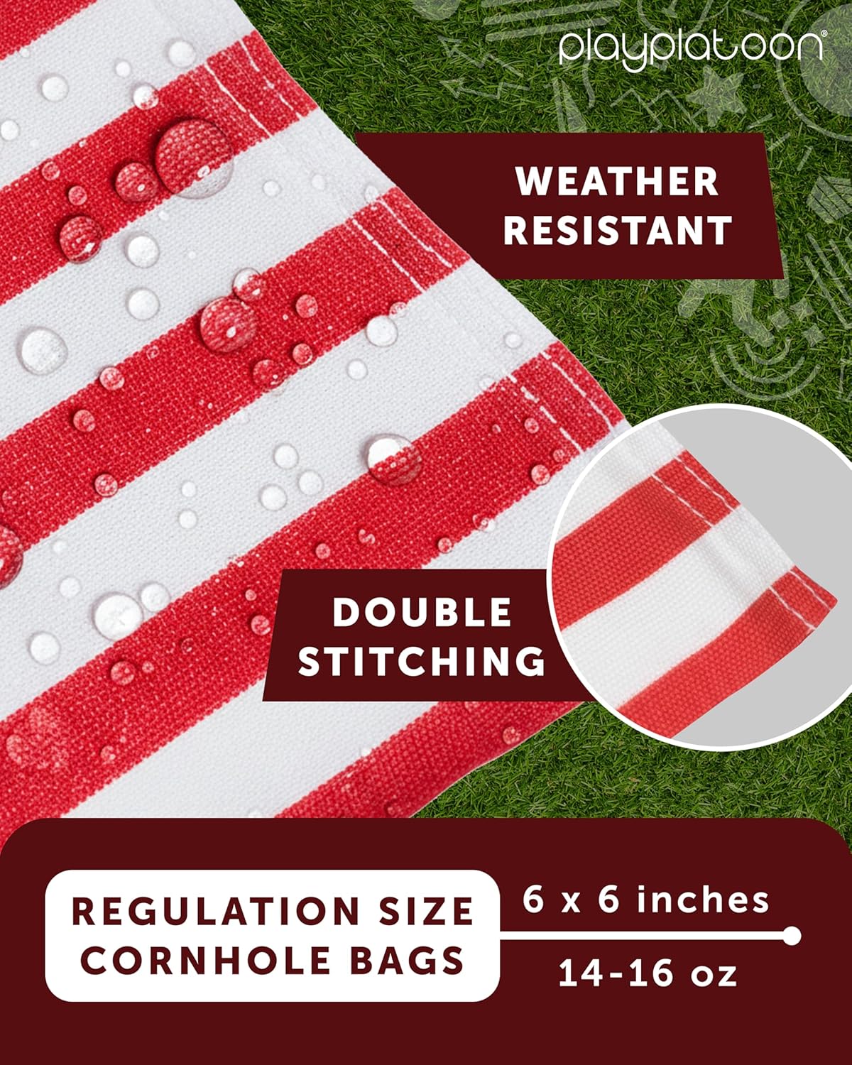 Play Platoon Premium Cornhole Bags - Weather-Resistant Duckcloth | Set of 8 Regulation Size Bean Bags