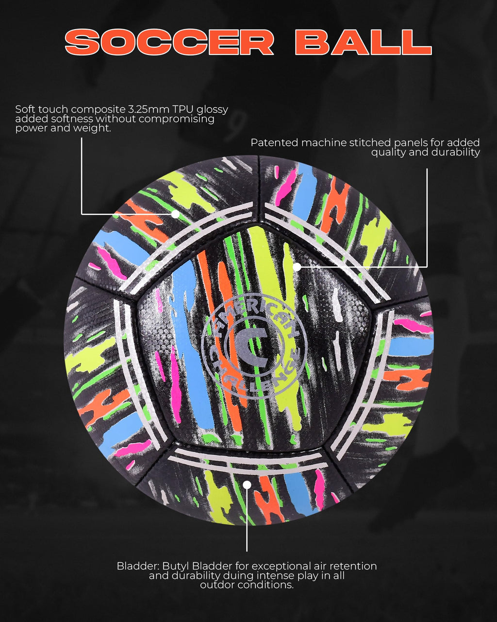 American Challenge Kura Soccer Ball – Professional Training Soccer Ball for Grass Fields – Durable TPU Machine Stitched Soccer Balls – Sizes 3, 4 & 5 – Outdoor Practice & Match Play