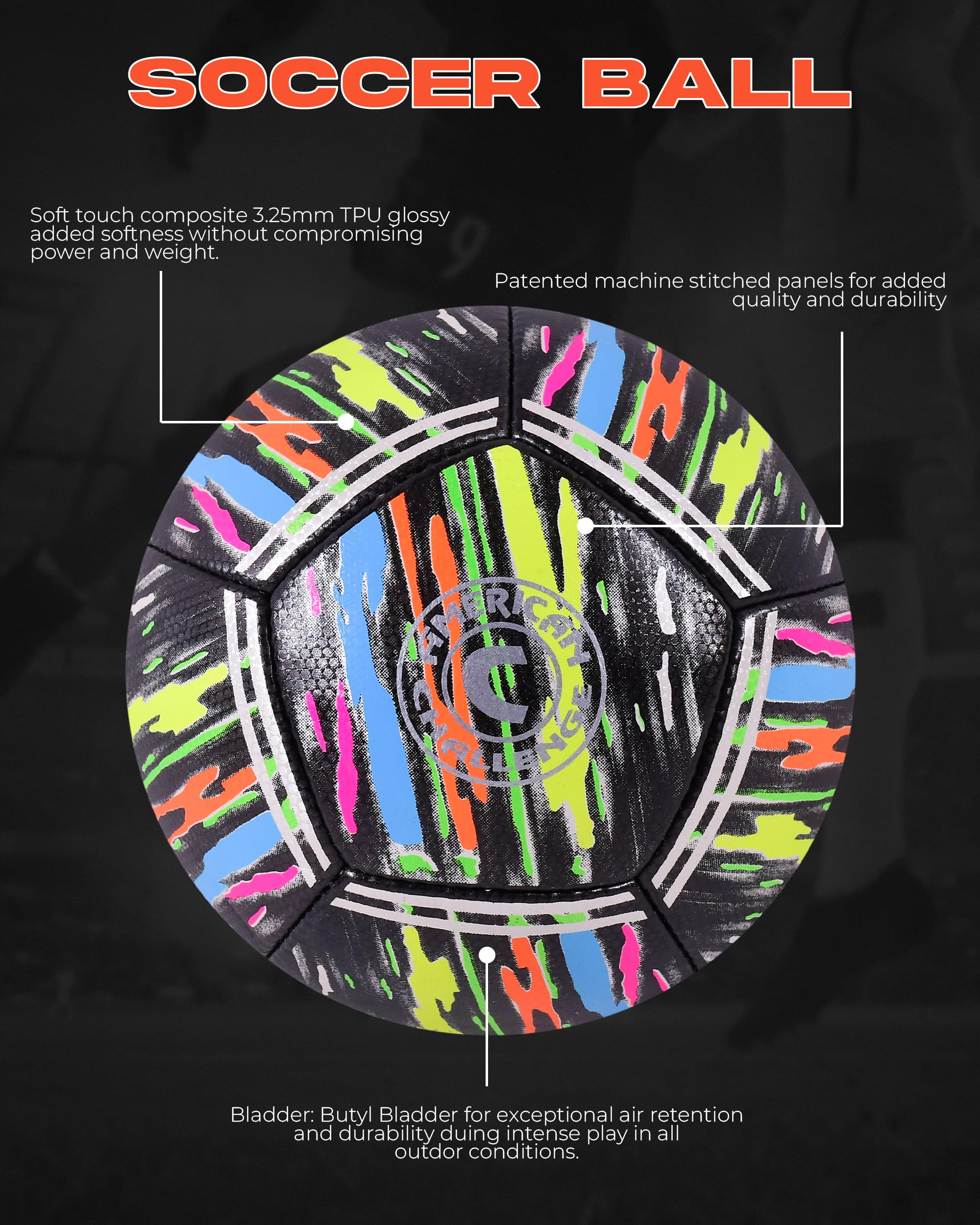 American Challenge Kura Soccer Ball – Professional Training Soccer Ball for Grass Fields – Durable TPU Machine Stitched Soccer Balls – Sizes 3, 4 & 5 – Outdoor Practice & Match Play