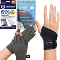 Doctor-Developed Wrist Brace - Comfortable Support for Carpal Tunnel Relief | Essentials Cotton Gloves (Medium, Grey) Bundle