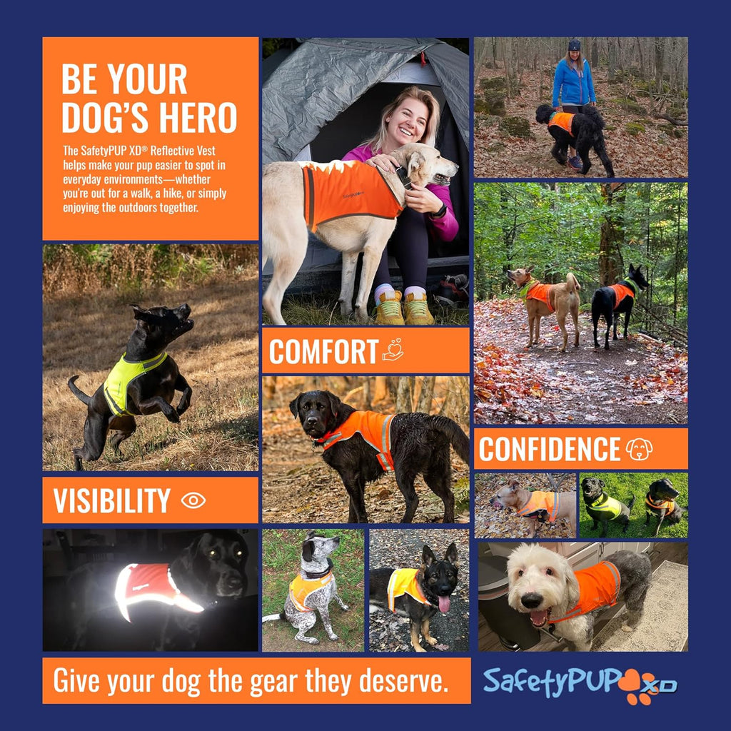 SafetyPUP | XD Lite Dog Vest - Reflective Hi-Visibility Coverage to Mid Back in Fluorescent Yellow