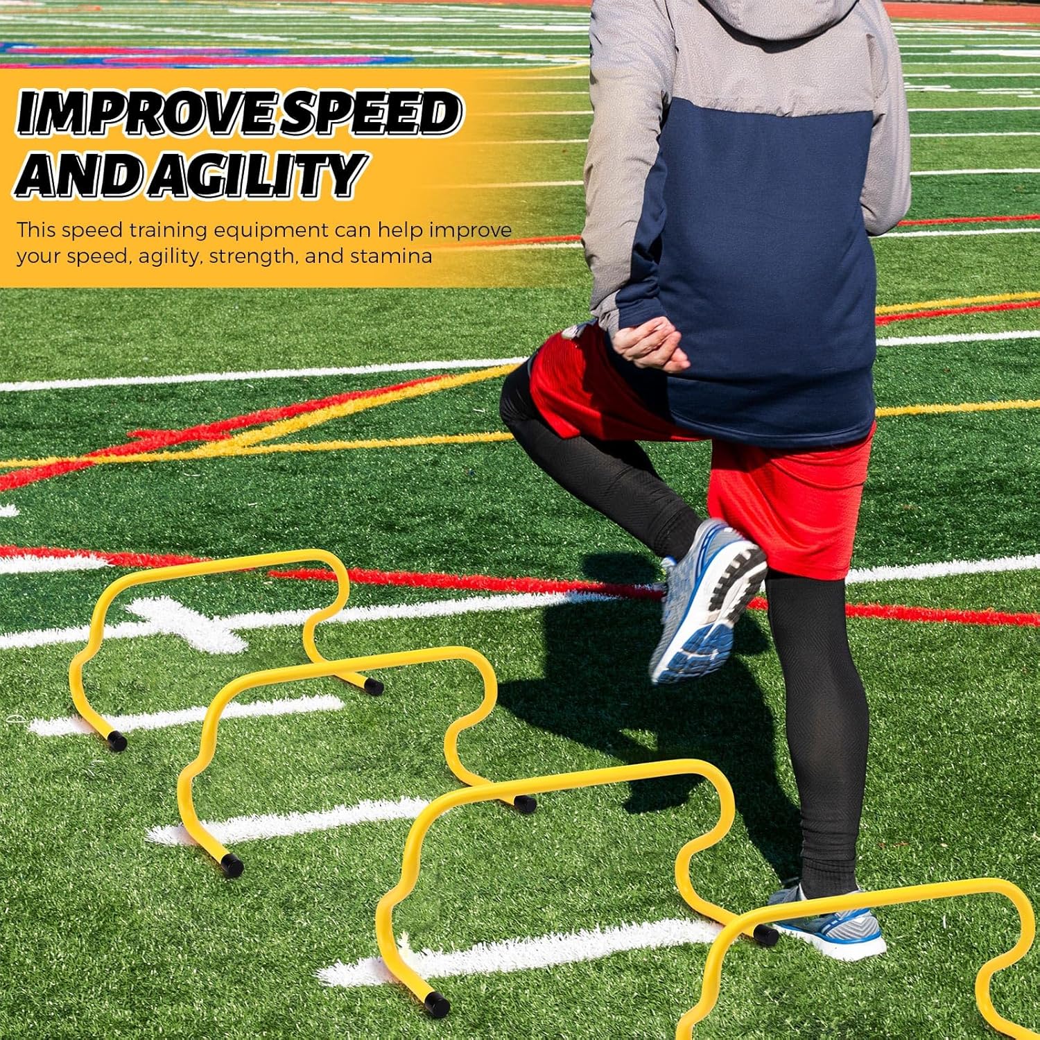Wettarn 12 Pcs 9" Agility Hurdles - Reliable Speed Training Equipment for Soccer, Basketball, Football