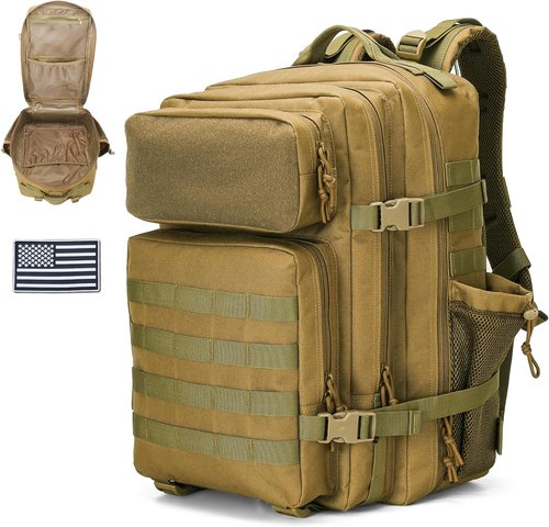 Gracedon Tactical Backpack - 45L Military Molle Assault Rucksack for Men & Women | Khaki Color