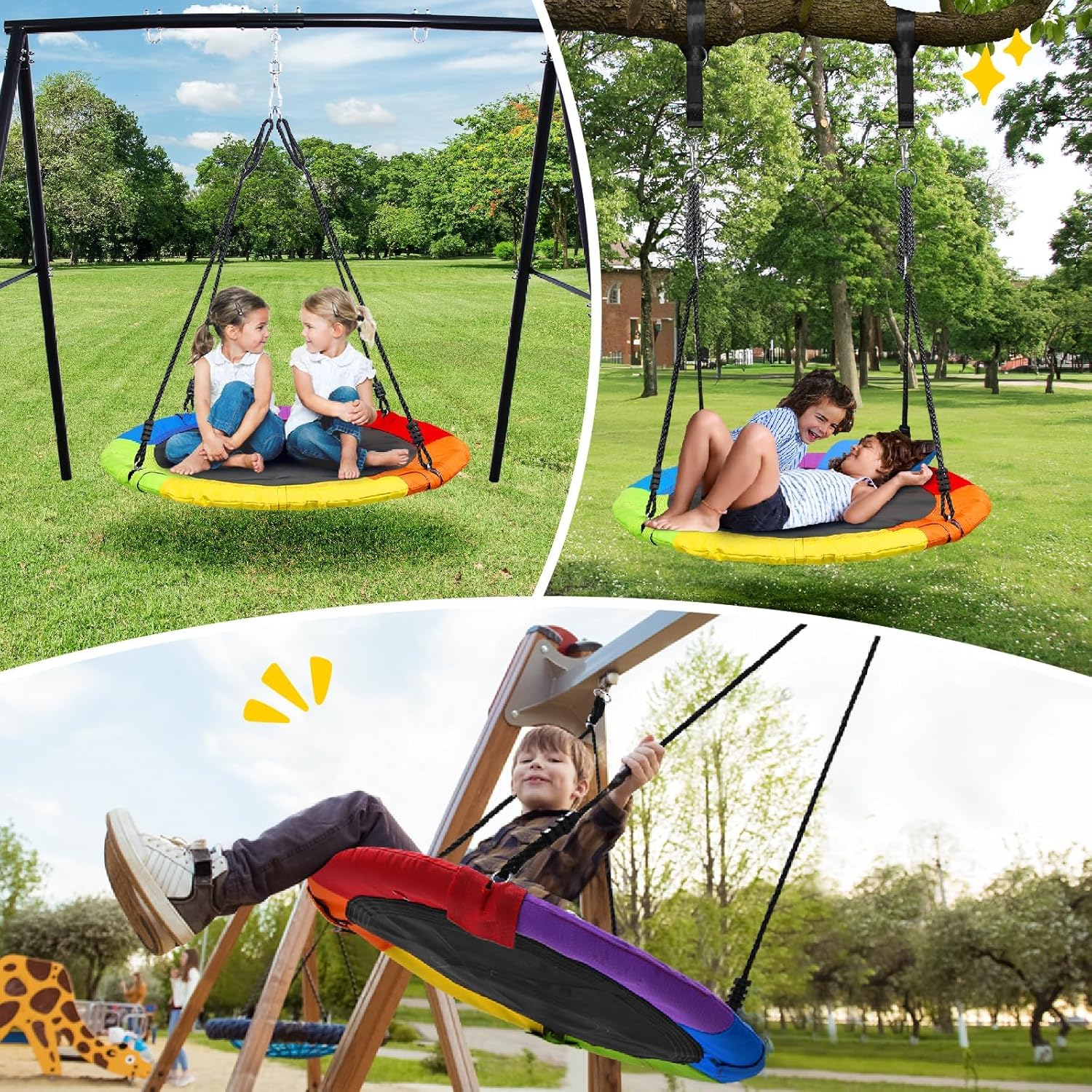 Trekassy 40" Saucer Tree Swing - 700lbs Capacity, Waterproof Oxford Fabric, Includes Pillow & Straps