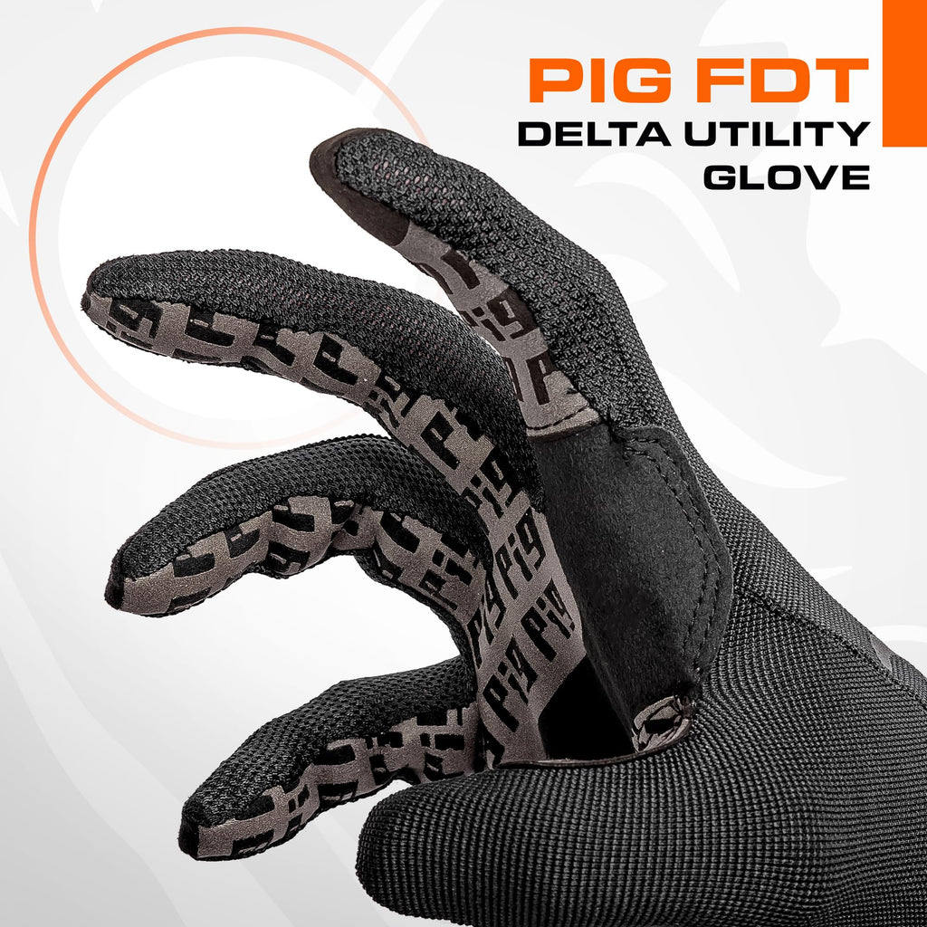 PIG Delta Utility Tactical Gloves, Touchscreen Compatible, High Dexterity, for Shooting, 1 Pair, Black, Large