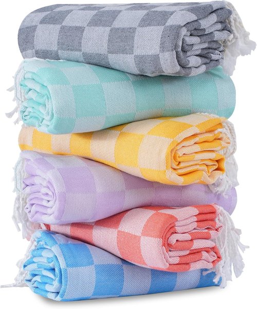 Antfuny 6 Packs Turkish Beach Towel Blanket Bath Pool Towels Bulk Travel Sand Free Quick Dry Extra Large Oversized Cute Big Cotton Soft Lightweight Compact Proof Men Women Adult Long Aesthetic Cloud