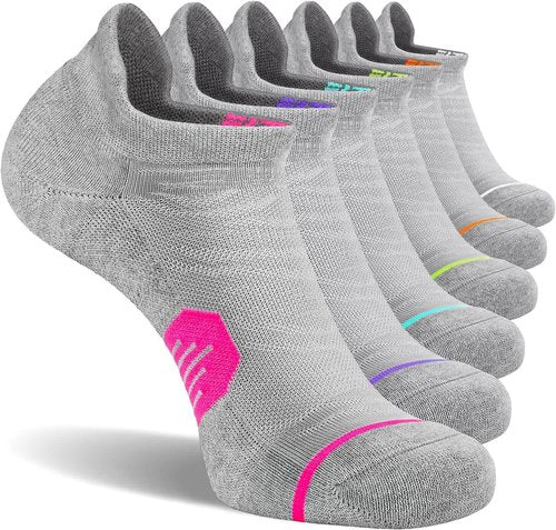FITRELL Women's Cushioned Ankle Running Socks - 6 Pack of Low Cut Athletic Socks