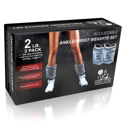 Ankle/Wrist Weights (1 Pair, Two 2 lbs) for Women, Men and Kids - Fully Adjustable Weight for Arm, Hand & Leg - Best for Walking, Jogging, Gymnastics, Aerobics, Gym - (Sleek Grey)