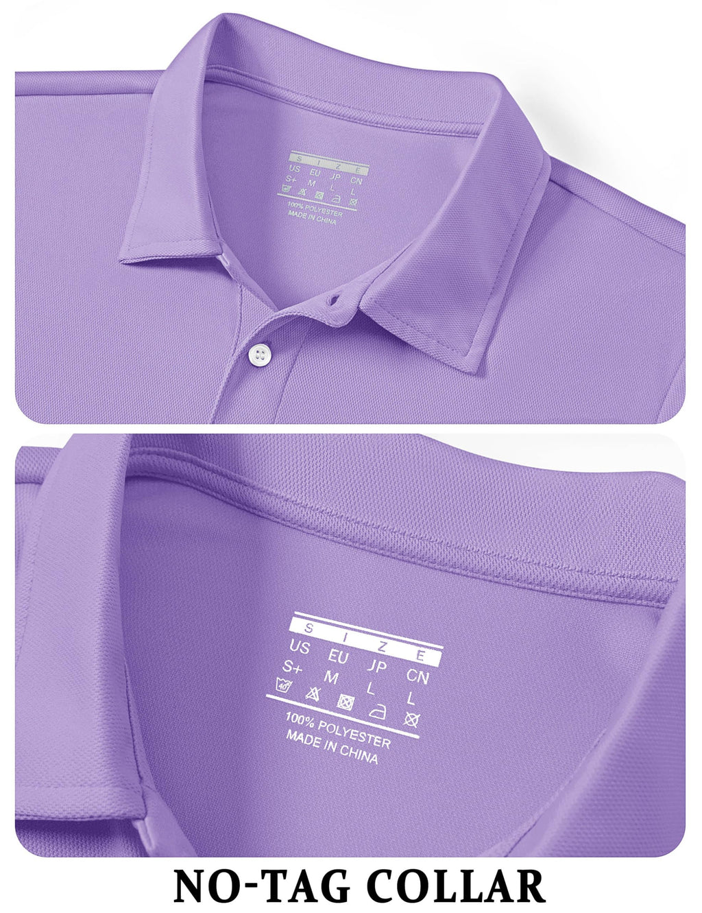 TACVASEN Mens Golf Shirt Dry Fit Mens Polo Shirts Short Sleeve Performance Golf Polos for Men with Collar Work Shirts Light Purple, 2XL