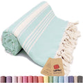 Bazaar Anatolia Turkish Beach Towel – 100% Cotton, Quick Dry, Sand Free Towel for Bathroom, Camping, Travel, Burgundy – Oversized 71x39 Inches – Stripe Mint