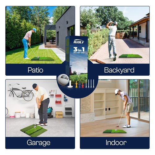 Premium Golf Hitting Mat for Indoor & Outdoor Practice – Professional Turf Golf Mat for Driving Range, Backyard & Home Use – Portable Golf Practice Mat with Realistic Grass Surface and Accessories