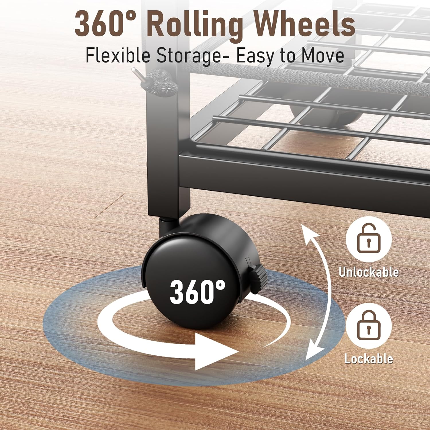 Skiennix Sports Equipment Garage Organizer - Upgraded Ball Storage Rack with Wheels | Black