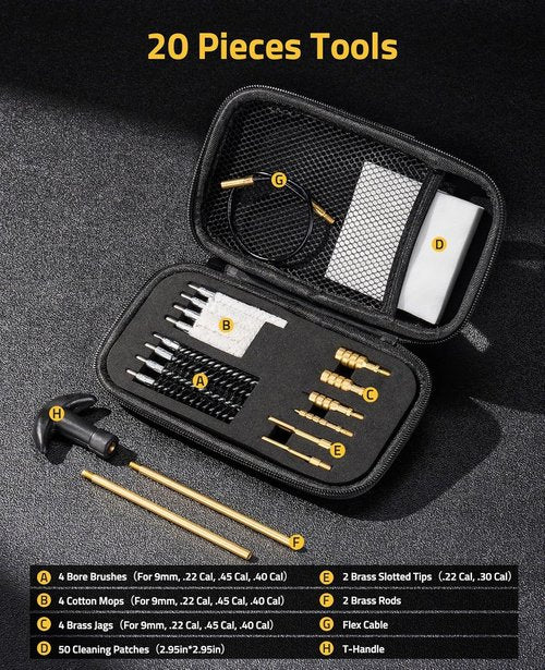 CVLIFE Gun Cleaning Kit - Universal Cleaning Solution for .177, .22, .357, .40, .45 Caliber Firearms