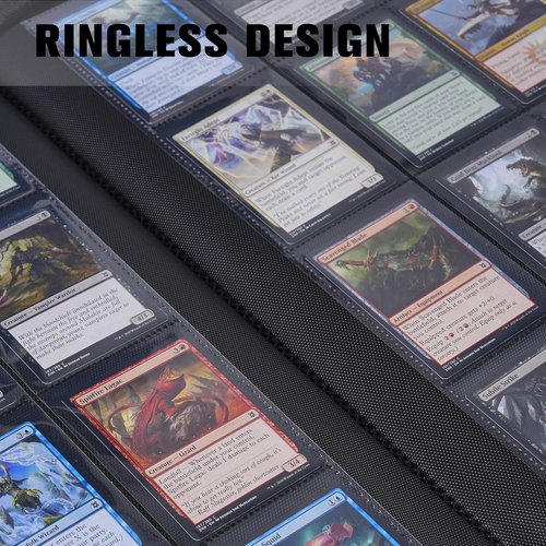 Card Binder - 16 Pocket Trading Card Holder with 44 Sleeves | Zipper Album for TCG & Sports Cards - Black