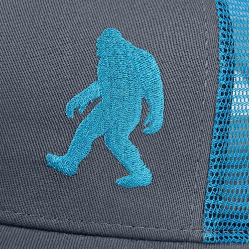 Bigfoot Sasquatch Hats for Men Women, Trucker Hats with Gift Box Packaging, Perfect as a Bigfoot Gifts Grey/Blue