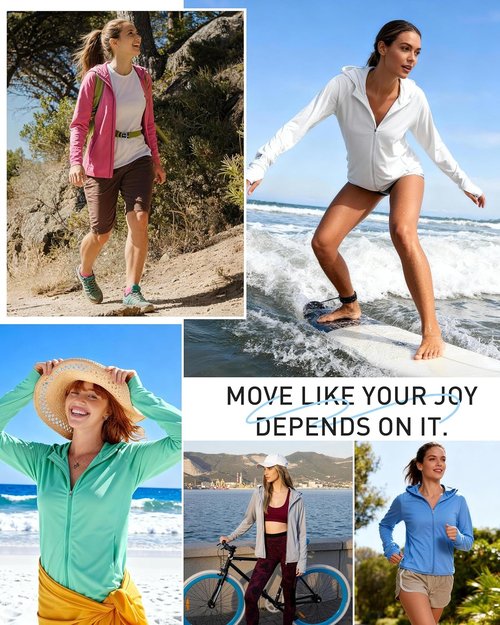 Isnowood Women's UV Sun Protection Hoodie Jacket - Lightweight Long Sleeve UPF 50+ Zip-Up for Outdoor Hiking