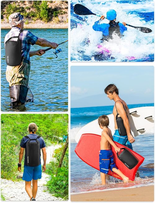 HEETA Waterproof Dry Bag - Lightweight Roll Top Storage Backpack with Emergency Whistle | 5L/10L/20L/30L/40L Options for Travel, Kayaking, Camping, Beach
