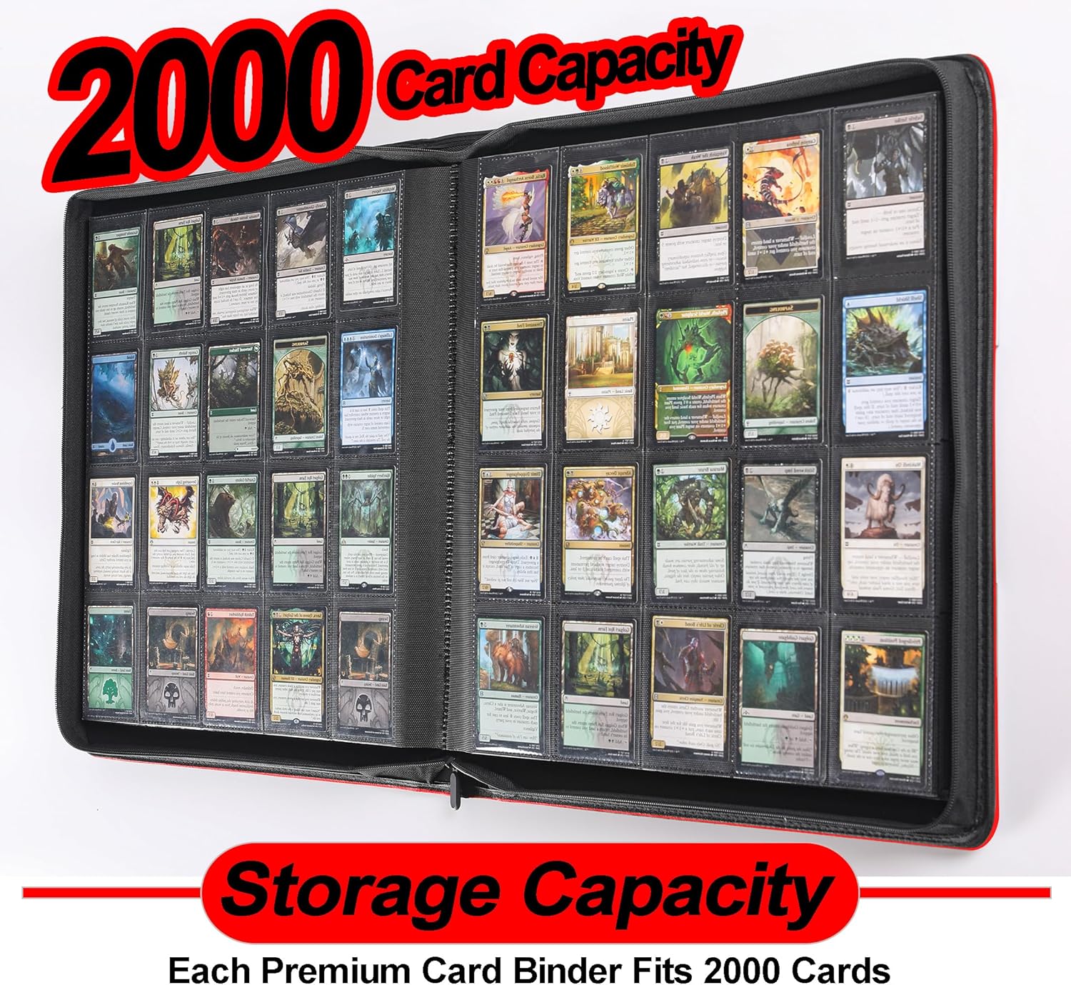 Premium 2000 Pocket Card Binder - Ringless Trading Card Album Fits 2000 Cards | Classic Red