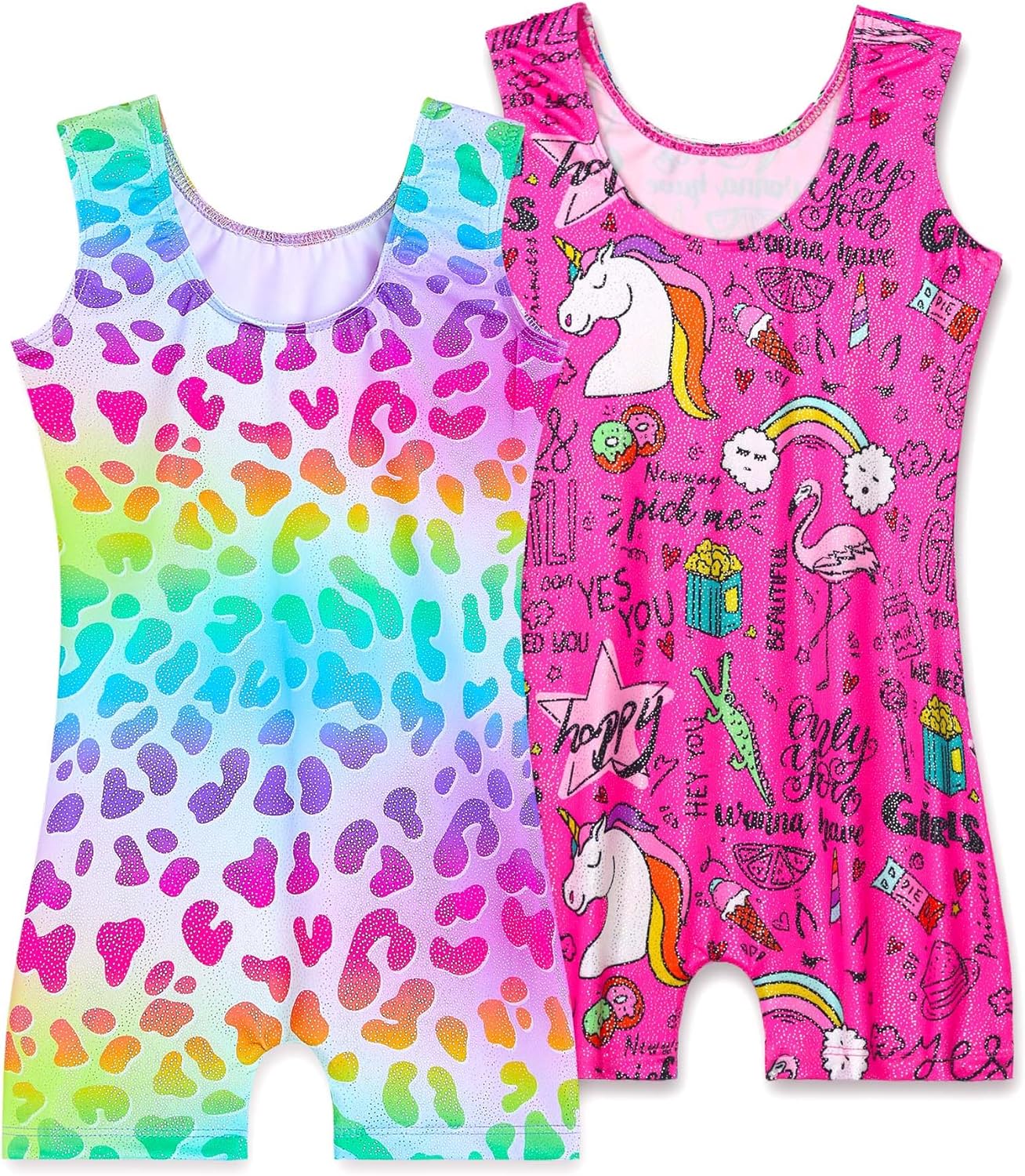 Regine Switzerland Girls' Sparkly Gymnastics Leotard - 2 Pack Sleeveless Tumbling Unitards