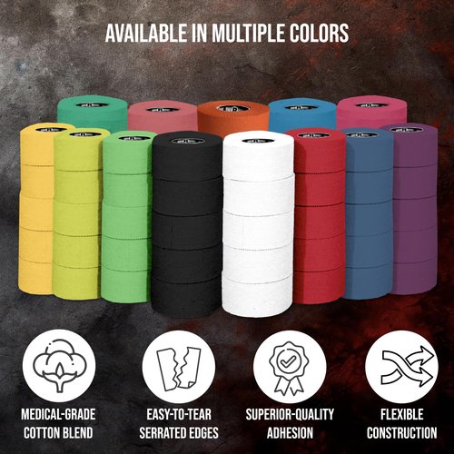 Ringside 1" Athletic Trainers Tape, Cotton Kinesiology for Combat Sports, Adhesive, for Men and Women, 1" x 30', White, 5 Pack