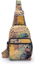 Skiennix Women’s Sling Bag - Large Bohemian Canvas Crossbody Bag in Purple & Yellow