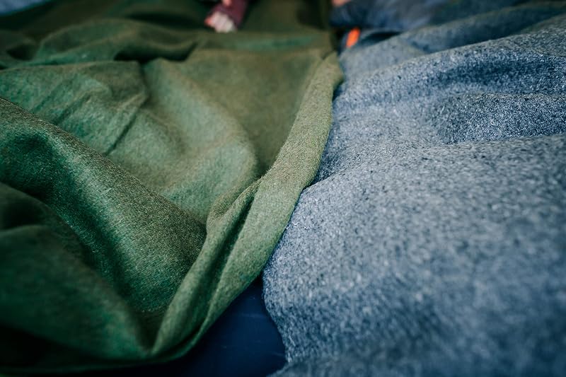 Olive Green Stansport Wool Blend Camp Blanket - 80" L x 60" W