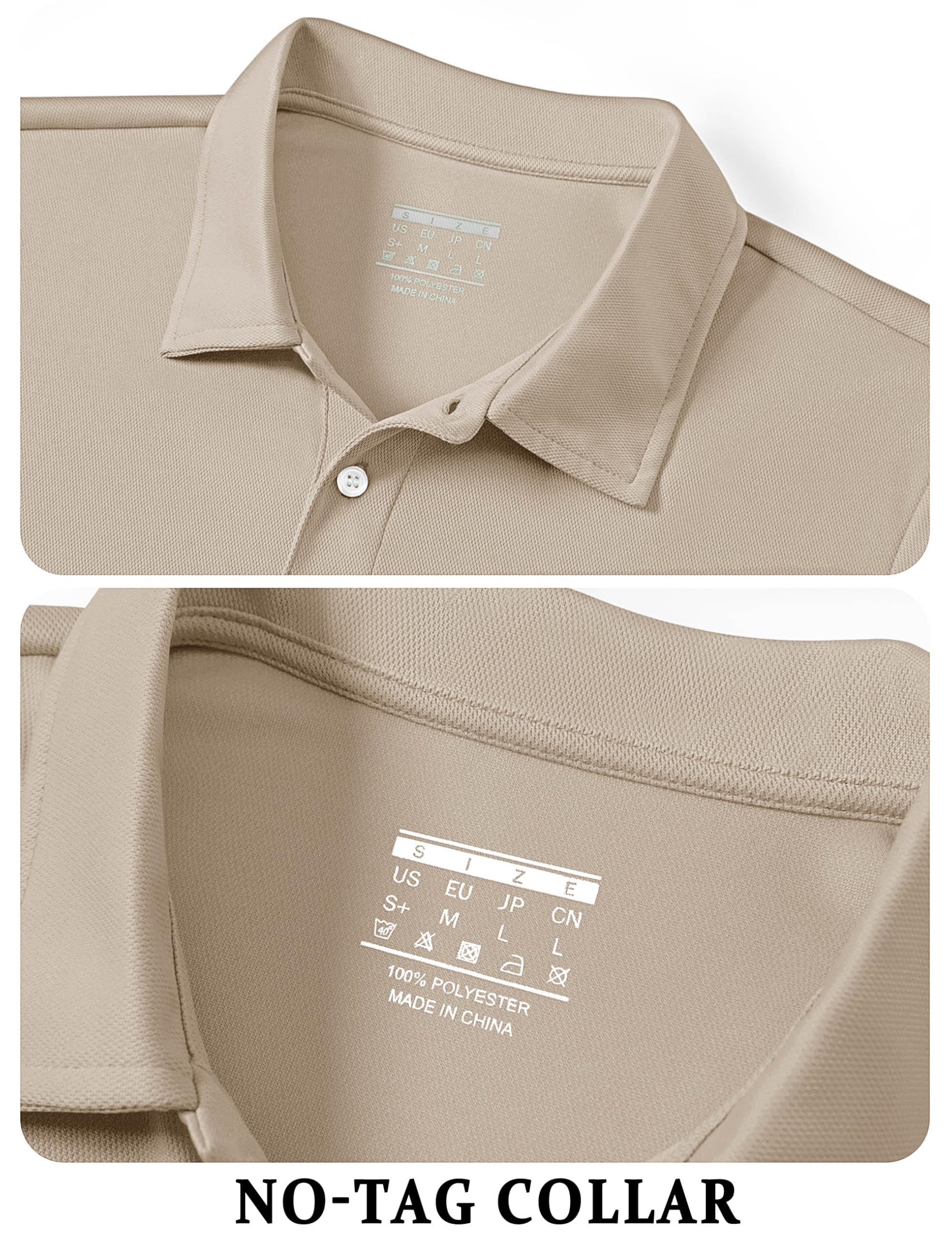 TACVASEN Mens Golf Shirt Dry Fit Mens Polo Shirts Short Sleeve Performance Golf Polos for Men with Collar Work Shirts Khaki, XL