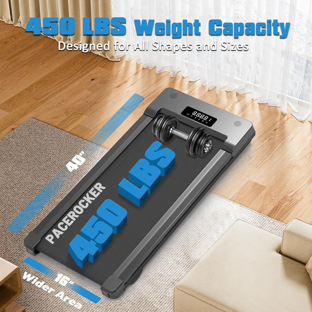 Walking Pad Treadmill - 12% Auto Incline, 450 lbs Capacity, Bluetooth Speaker | Under Desk, 5 MPH