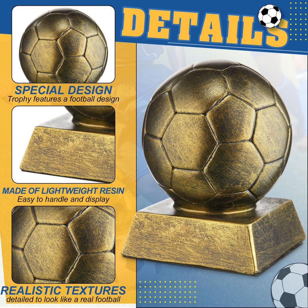 Liliaafar 1 Pcs Soccer Trophy Award Resin Soccer Medals Collectible for Sports Achievements, Office Desk Decor, Trophy Case Display (Style1,Bronze Golden)