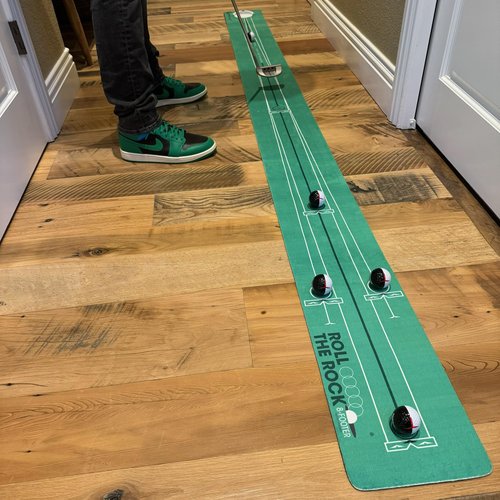 EyeLine Golf - Roll The Rock Putting Mat - Have Fun Perfecting Stroke, Alignment, Speed Control, Visualization, Consistency - Outdoor-Indoor-Compact (8-Foot Roll the Rock)