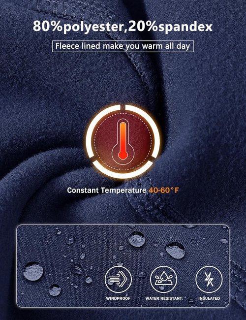 MoFiz Women's Fleece Lined Pants Winter Thermal Water Resistant Crossover Flare Leggings Warm Hiking Outdoor Sweatpants Navy L