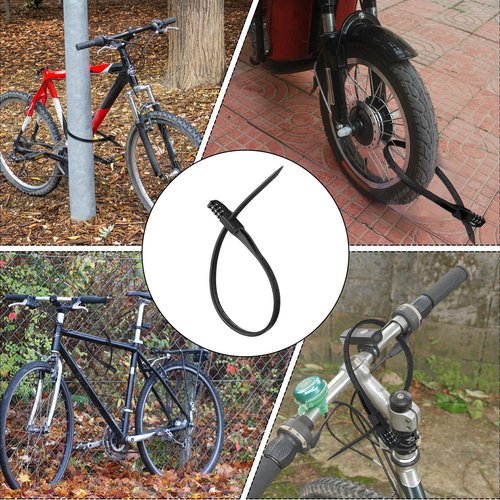 Qunclay Zip Tie Bike Combination Cabinet Refrigerator Locks Bicycle Cable Combo Multi Purpose Security Rack Motorcycle Helmet Lock for Ski French Door Outdoor(Black,2 Pack)