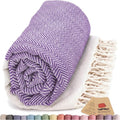 Bazaar Anatolia Turkish Beach Towel - 100% Cotton Quick Dry, Sand-Free, Oversized 71x39 in Purple
