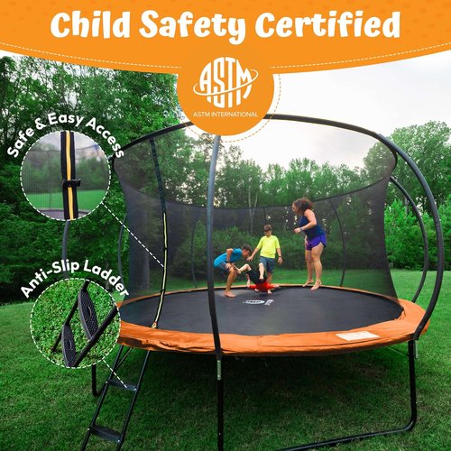 Jumpzylla Trampoline - ASTM Approved Outdoor Fun with Enclosure, Non-Slip Ladder & Anti-Rust Frame | 8FT-16FT Sizes
