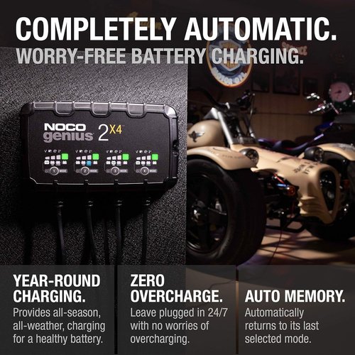 NOCO GENIUS2X4 Smart Battery Charger - 8A 4-Bank 6V/12V Maintainer & Desulfator with Overcharge Protection