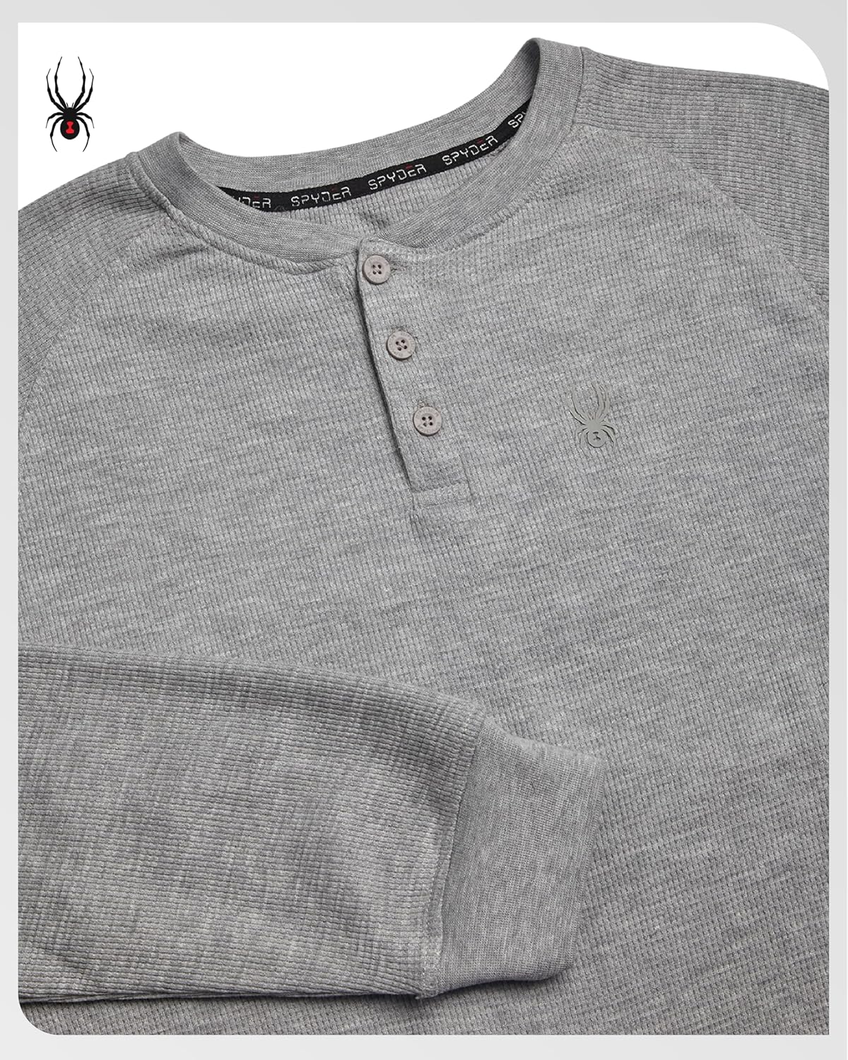 Spyder Men's Henley Shirt - Soft Cotton Blend Waffle Knit, Moisture-Wicking Quick-Dry Long Sleeve