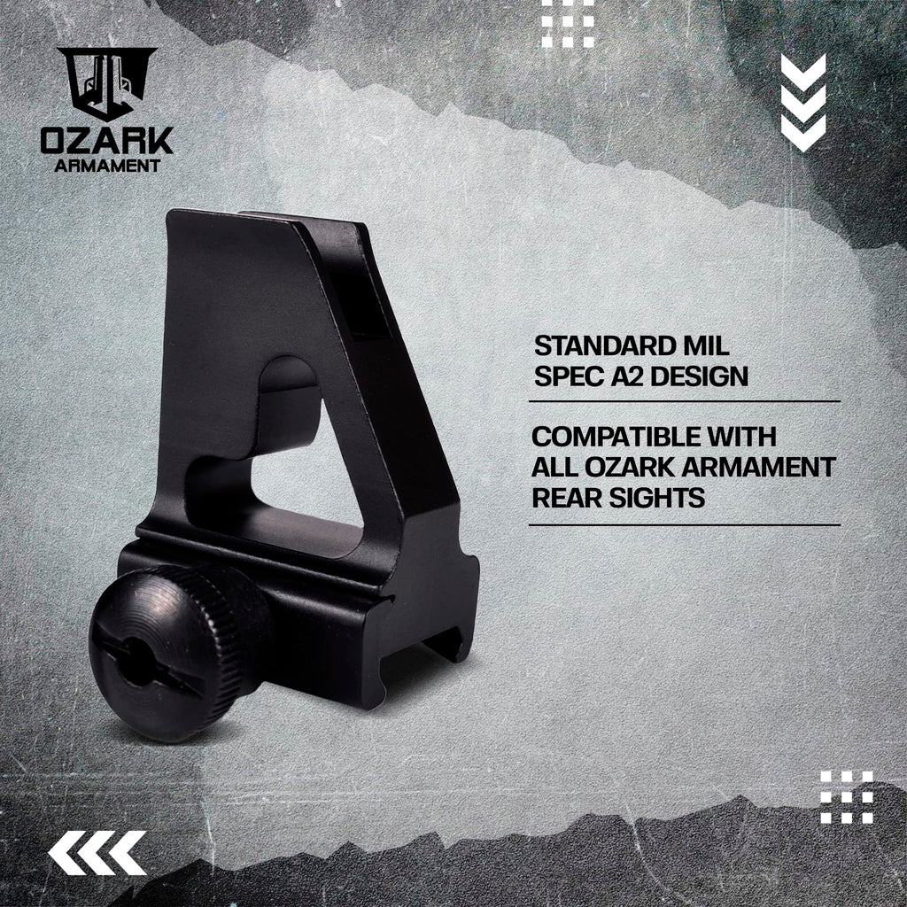 OZARK ARMAMENT A2 Front Sight - Gas Block Height Fixed Iron Sights - All Metal Rifle Sights - Gun Sights Designed to Mount on Picatinny Iron Sight Rail