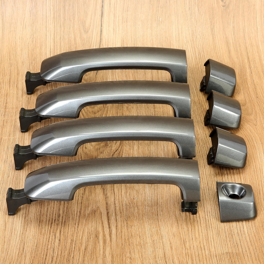 ECOTRIC Exterior Door Handles Kit Assembly Compatible with 2011-2022 Toyota Tundra Crewmax/Sequoia W/O Passenger Keyhole Dark Gray Replacement for 81295 692100C010 692170C030 692170C010