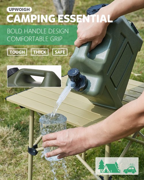UPWOIGH Camping Water Container, 2.6 Gallon Small(13.1x12x5.3in) Water Containers Jug, Truly No Leakage Water Storage, Green Water Tank,BPA Free Portable Emergency Water Can for Camping, Hiking