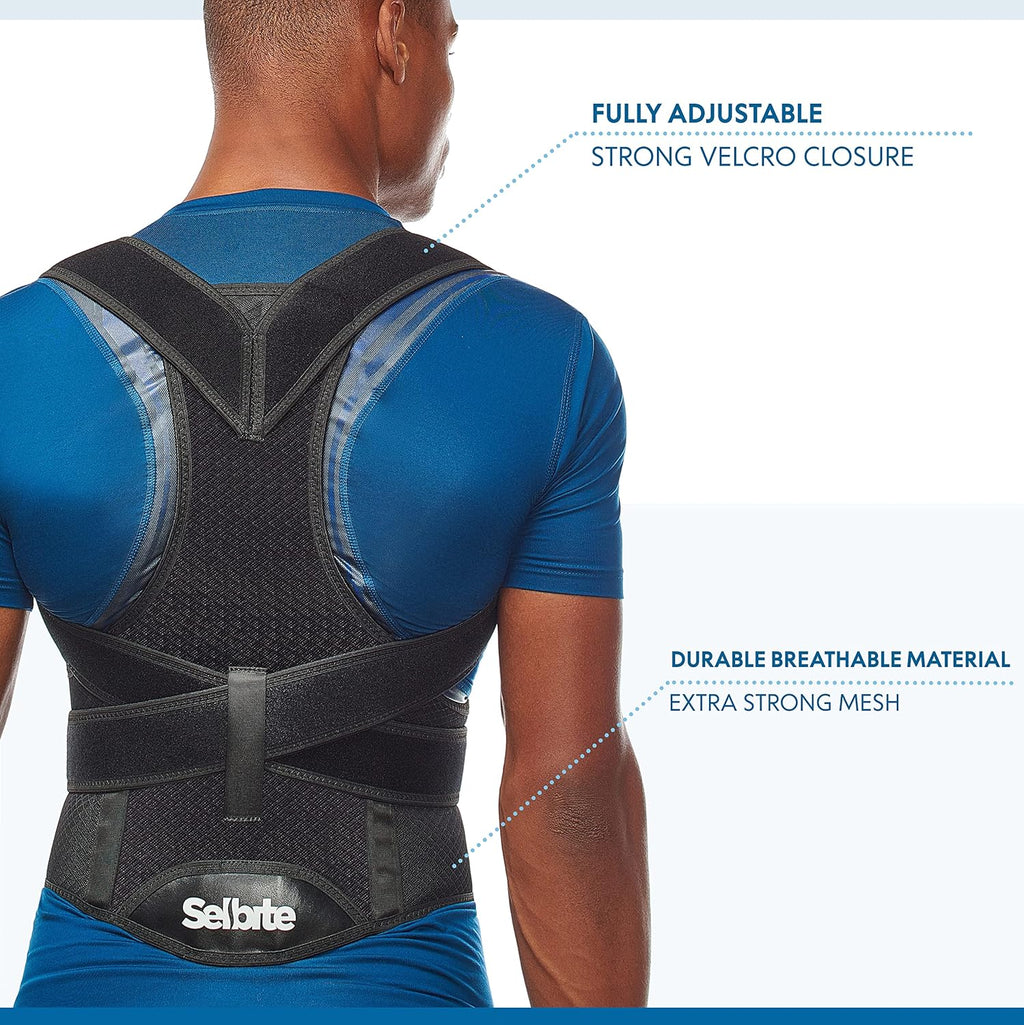 Selbite Posture Corrector - Adjustable Back Brace for Pain Relief & Support | Unisex, Large Size