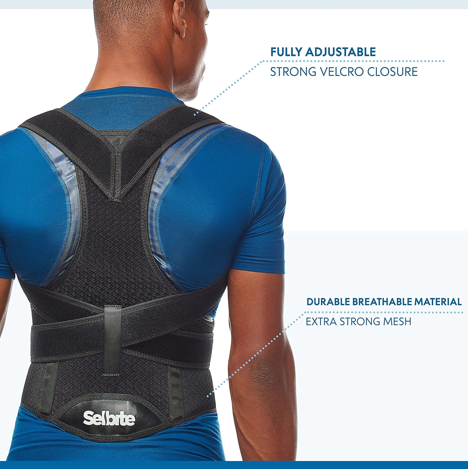 Selbite Posture Corrector - Adjustable Back Brace for Pain Relief & Support | Unisex, Large Size