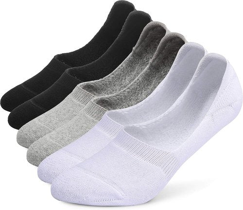 Leotruny No Show Socks - 6 Pairs Unisex Thick Cushion Athletic Cotton | Non-Slip Design