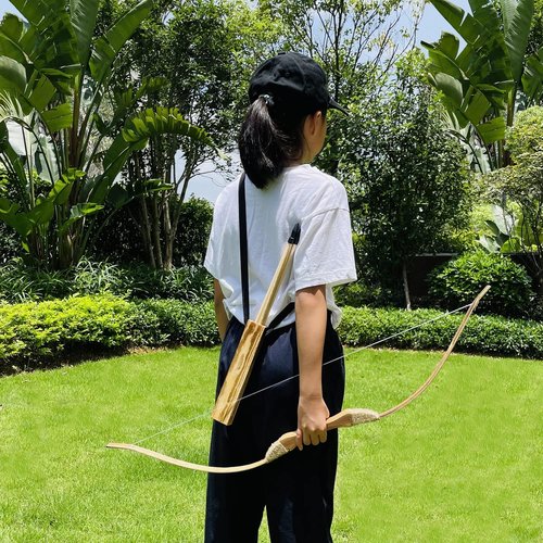 Kids Bow and Arrow Set - 32-Inch Handmade Wooden Archery Toy for Ages 4-12 | Includes Bow, Quiver & 10 Arrows