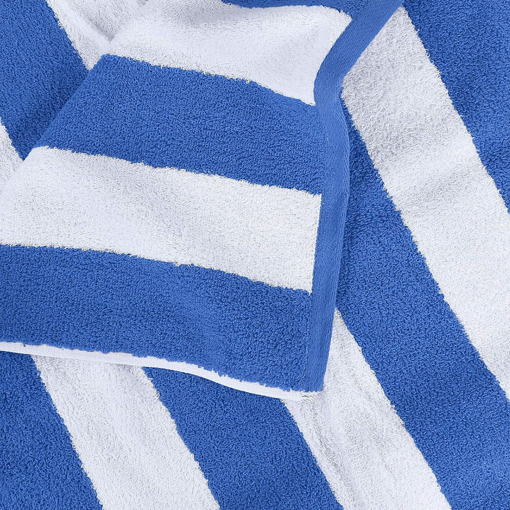Utopia Towels Cabana Stripe Beach Towels - Oversized 100% Cotton, Quick Dry, 30x60 Inches, Blue - 4 Pack