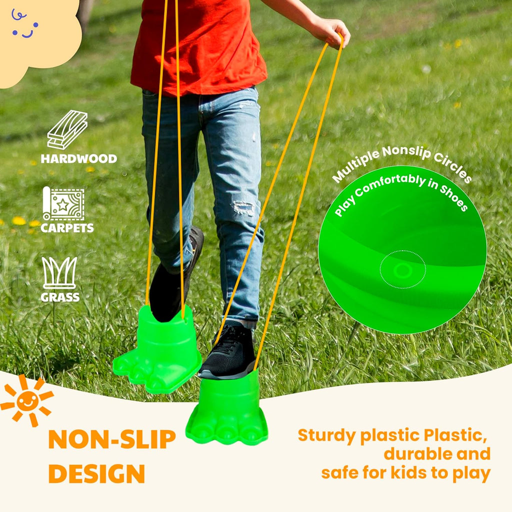 Skiennix Balancing Stilts for Kids - 4 Pairs of Walking Monster Feet for Balance & Coordination | Ages 4-10