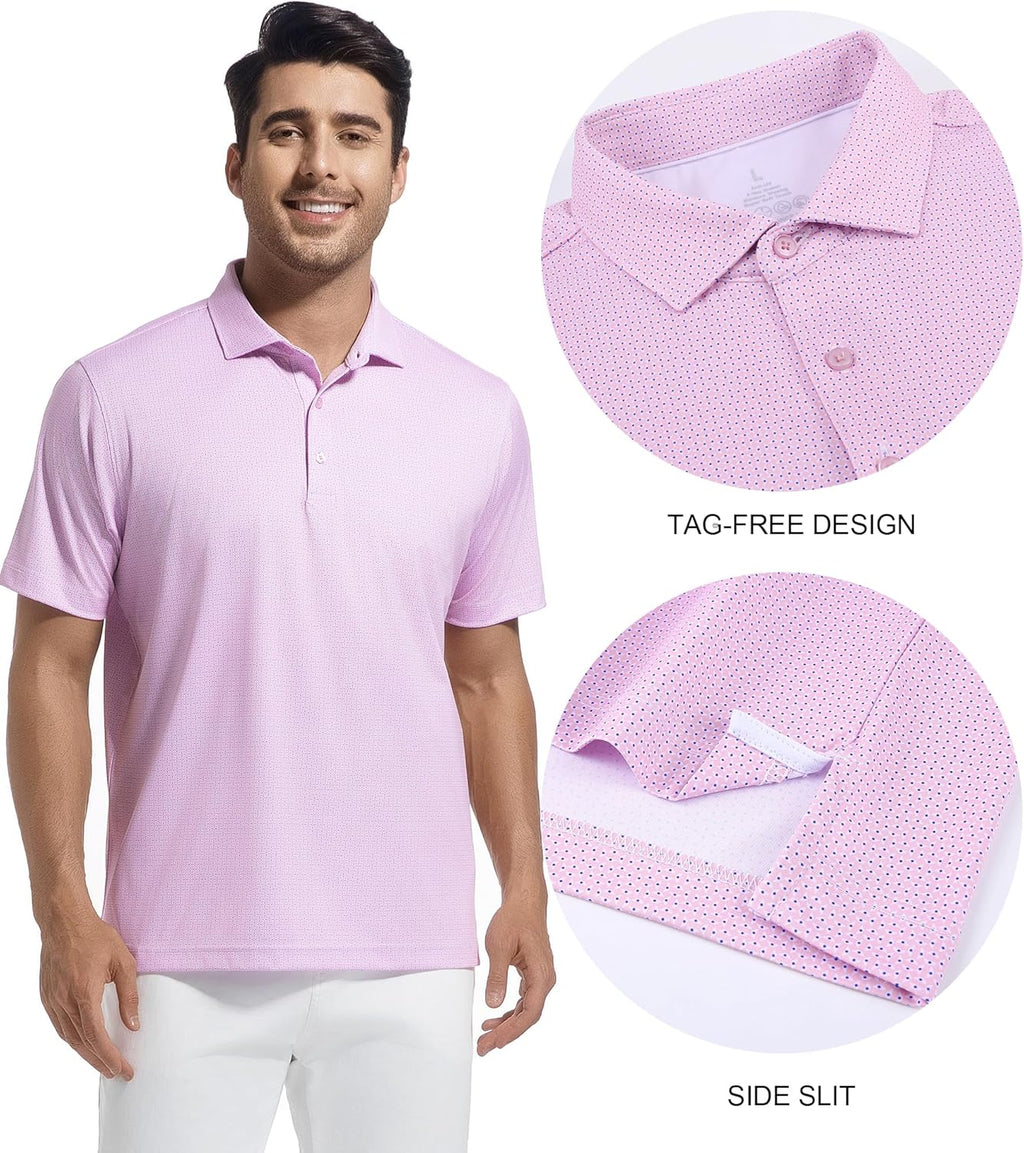 SAMERM Men's Golf Polo Shirt - Short Sleeve Moisture-Wicking Performance Tee | Casual Print Design