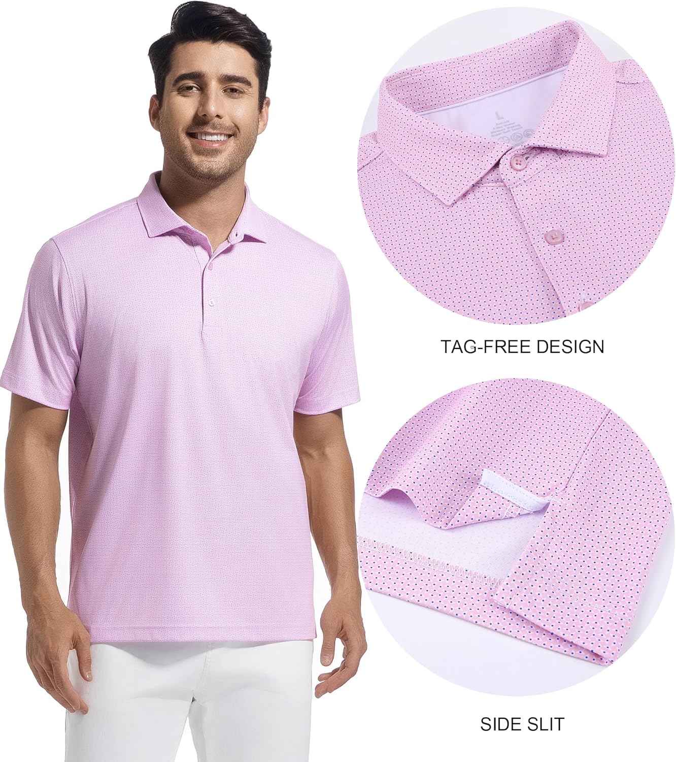 SAMERM Men's Golf Polo Shirt - Short Sleeve Moisture-Wicking Performance Tee | Casual Print Design