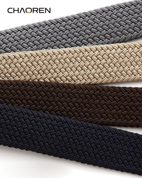 CHAOREN Stretch Belt for Men - 2 Pack of 1 3/8" Braided Golf Belts | Casual Elastic for Pants & Jeans