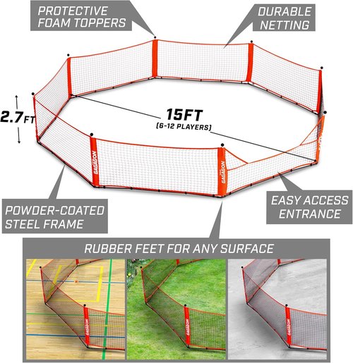 GoSports Gaga Ball Pit - Portable 10 ft, 15 ft, or 20 ft Indoor/Outdoor Fun for Schools & Camps